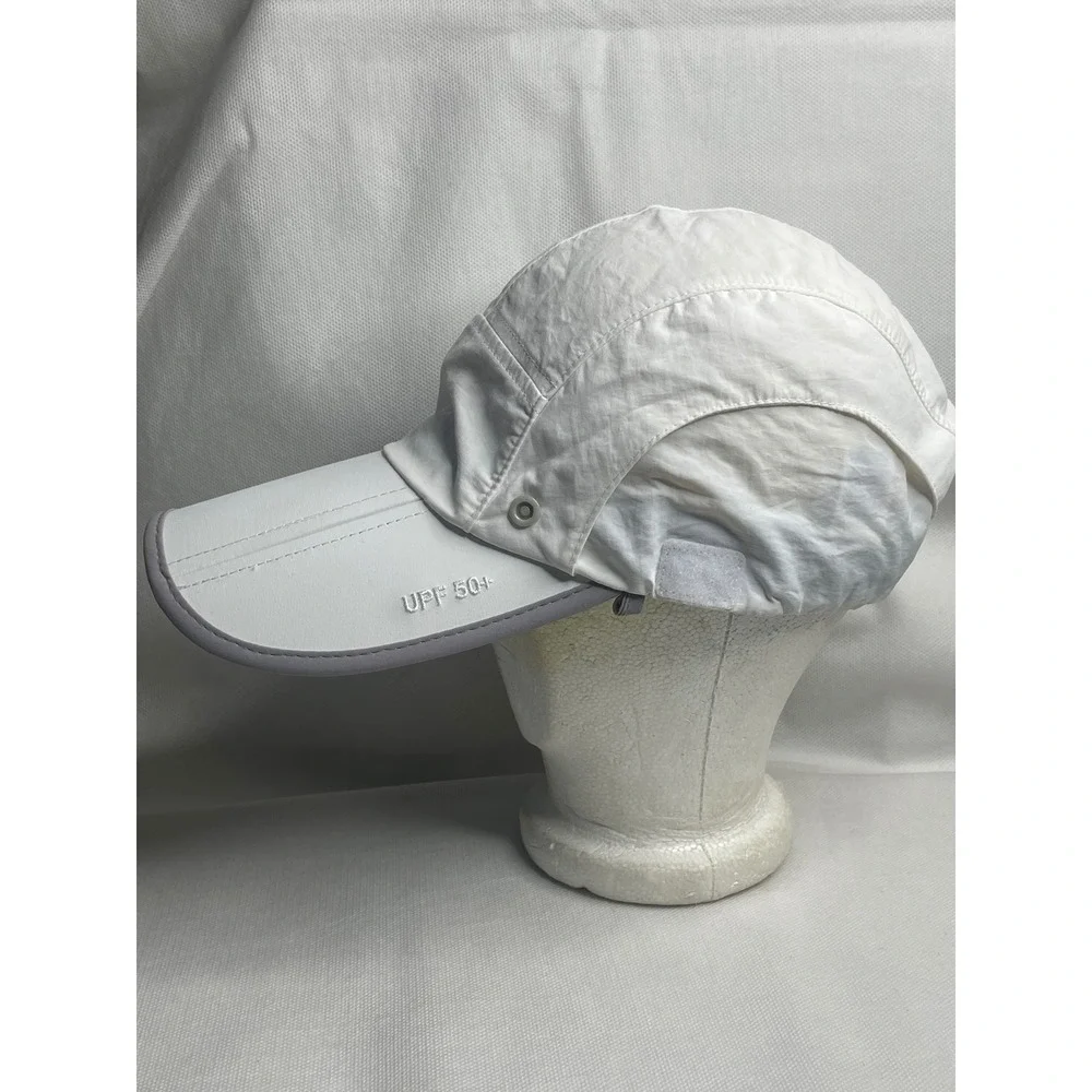 Gadiemkensd Folding Packable Hat Long Brim Adjustable White Reflective Gray Cap